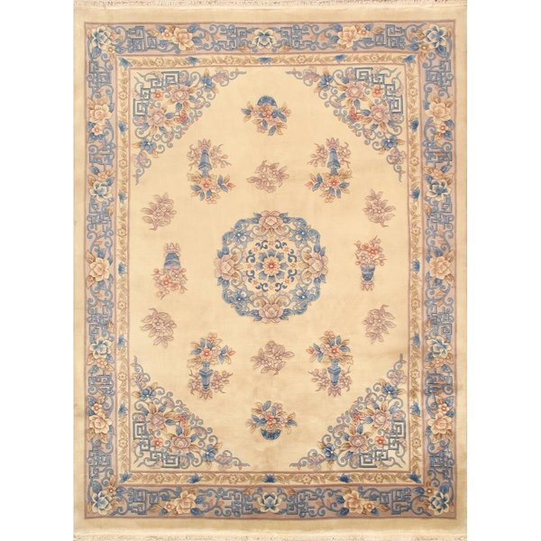 Pasargad Home Art Deco Collection Hand-Knotted Lamb ft.s Wool Area Rug 8 ft.1 x 11 ft.1 58295 9x12